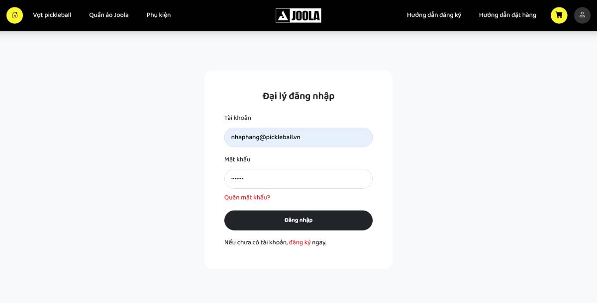 Hướng dẫn Đặt hàng của đại lý ủy quyền Joola chính hãng tại Việt Nam
