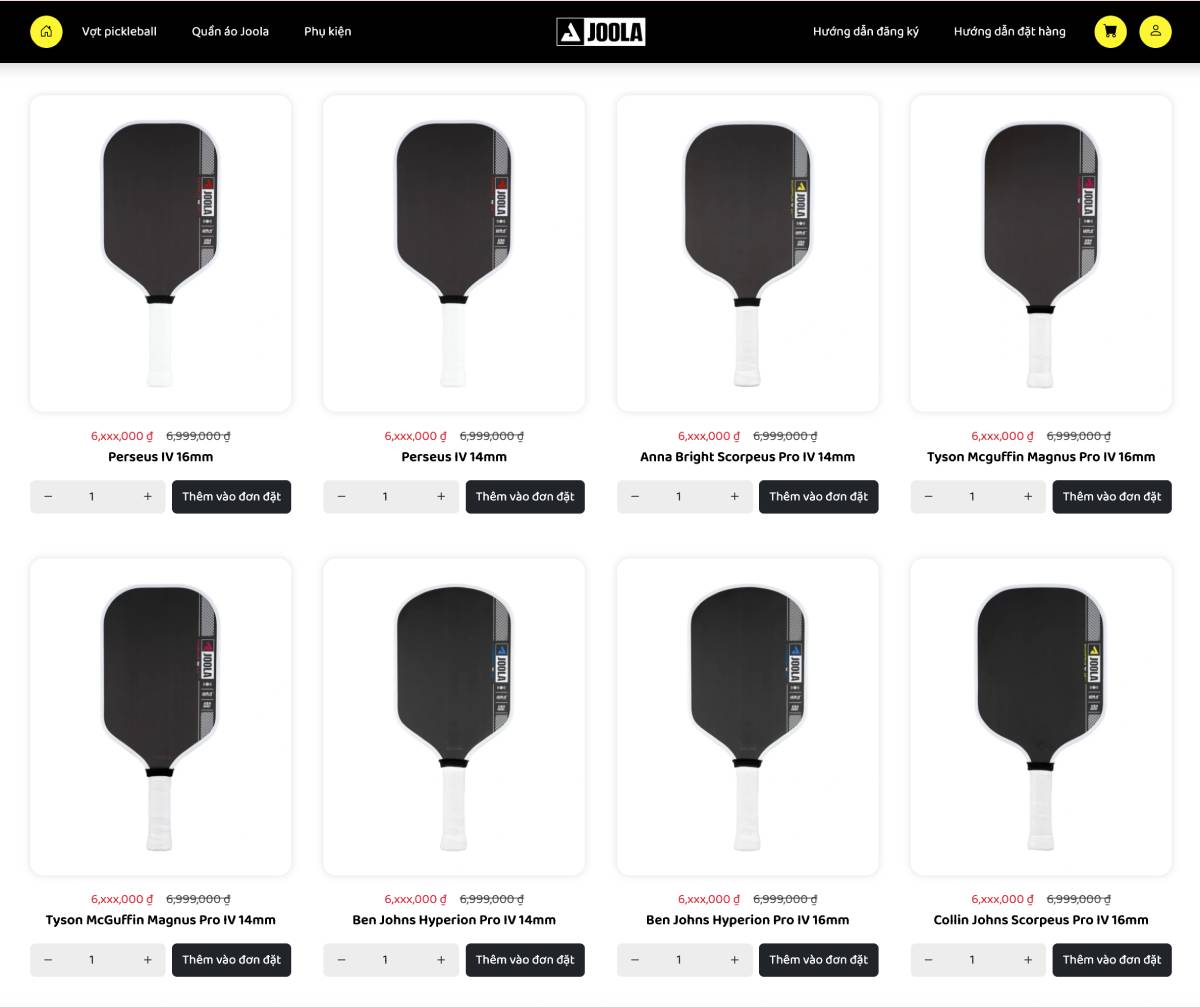 Đặt hàng của đại lý ủy quyền Joola chính hãng tại Việt Nam